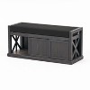 PAGED Storage Bench Modern Wooden Shoe Rack with Adjustable Shelves, Shutter Doors and Linen Cushion for Mudroom, Bedroom, Entryway - 2 of 4