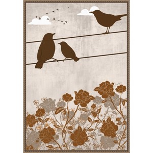 Amanti Art 3 Birds Brown by Jemma Morris Framed Canvas Wall Art - 1 of 4