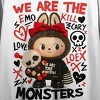 Emo Plush toy, random doodle, "We are the Monsters" on White Adult Crop Tee - 2 of 4