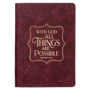 Journal Classic Burgundy with God Matt. 19:26 - (Leather Bound) - 1 of 1
