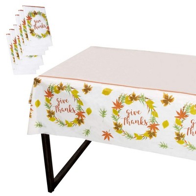 Juvale 6 Pack Thanksgiving Plastic Tablecloth, Fall Themed Party Decor (54 x 108 Inches)