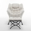 Sapphtopaz Velvet Accent Chair and Ottoman Set Tufted Upholstered Recliner Chair with Metal Legs Leisure Reading Chair for Living Room, Bedroom - 3 of 4