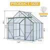 8X6FT-Green Double Door Polycarbonate Greenhouse Raised Base and Anchor Aluminum Heavy Duty Walk-in Greenhouses for Outdoor Backyard in All Season - 2 of 4