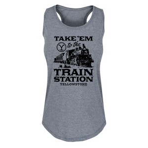 Women's - Yellowstone - Take 'Em To The Train Station Graphic Racerback Tank - 1 of 4
