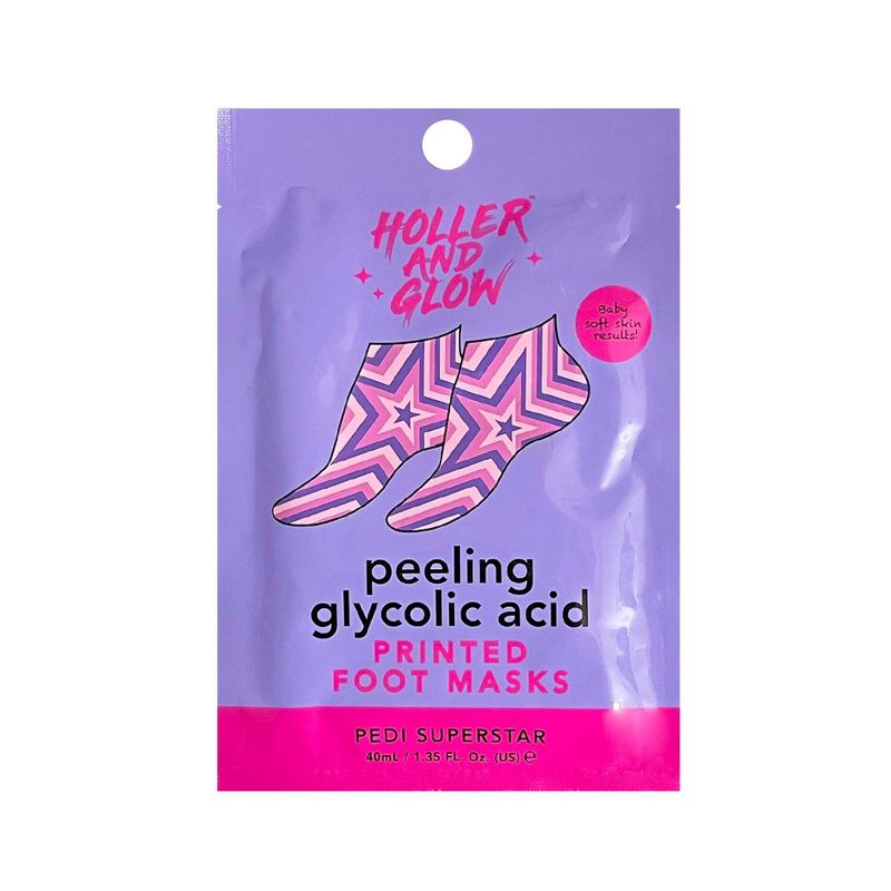 Holler and Glow Pedi Superstar Peeling Glycolic Acid Foot Mask - 1.35 fl oz, 1 of 8