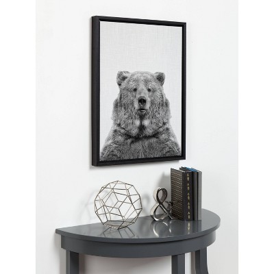 Black and White Bear Portrait Canvas Wall Art for Kids