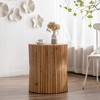 NicBex Retro Style Cylindrical Coffee Table with Vertical Texture Relief Design,Wooden Side Tables,Center Table for Living Room - 3 of 4