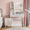 Makeup Vanity Desk with Lights, Mirror & Storage, Small Vintage Table Bench Set, Modern Fluted Dressing Table for Small Bedrooms Apartments - 4 of 4