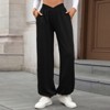 Coolmee Women's Crossover Waist Sweatpants Casual Baggy Jogger Pants Wide Leg Lounge Pants - 3 of 4