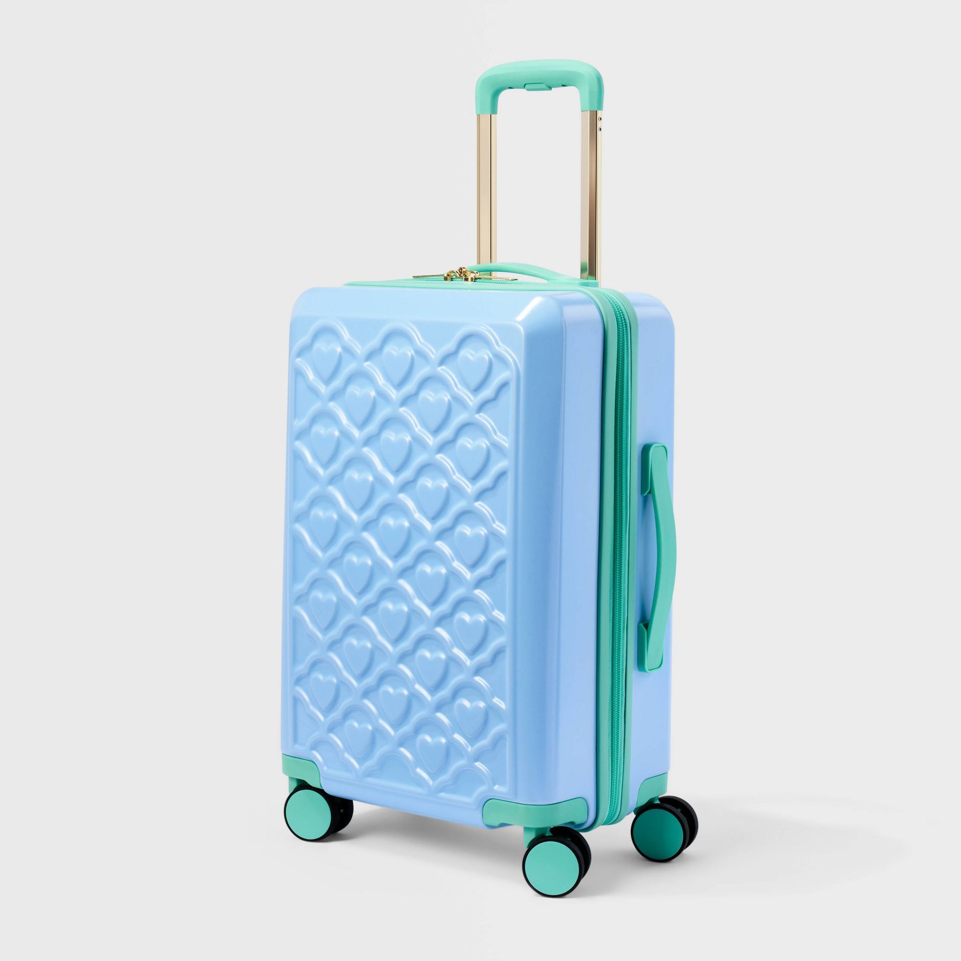 Embossed Heart Hardside Spinner Carry On Suitcase Light Blue - Roller Rabbit x Target