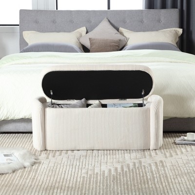 CAVINAS Versatile Storage Ottoman Bench with Storage,Living Room Ottoman with Soft-Close Hinges,End of Bed Bench for Entryway