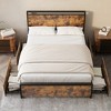 Whizmax Bed Frame with Storage, Vintage Wood Metal  Size Bed Frame with 4 Drawers and Headboard, No Box Spring Needed, Easy Assembly,Brown - 3 of 4