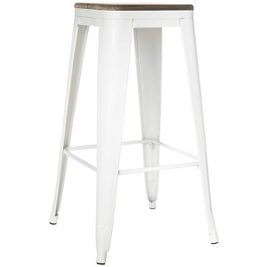 The Lakeside Collection Metal and Wood Counter Stool - Bar Stool White - 1 of 3
