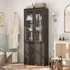 Famapy Tall Bathroom Storage Cabinet,Freestanding  Storage Unit with Glass Doors,Anti-Tip Design,for Small Spaces, Dark - 2 of 4