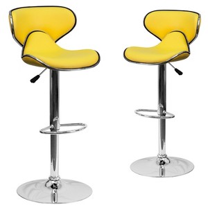 Emma and Oliver 2 Pack Contemporary Cozy Mid-Back Vinyl Adjustable Height Barstool with Chrome Base - 1 of 4