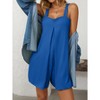 Women's Summer Casual Rompers Square Neck Sleeveless Short Overalls Bib Loose Jumpsuit with Pockets - 4 of 4