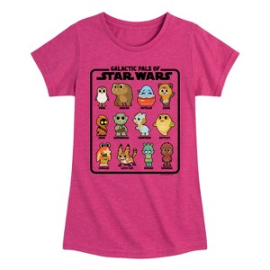 Girls' - Star Wars - Galactic Pals Of Fitted Short Sleeve Graphic T-Shirt - 1 of 3