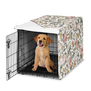 Sweet Jojo Designs Girl Dog Crate Kennel Cover 36in. Vintage Floral Pink Green and Yellow - 1 of 4