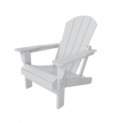 White HDPE Outdoor Folding Adirondack Chair with Wide Armrests
