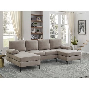 Racxily Upholstered Modular Sectional Soafa, Sectional Couches for Living Room, U-Shaped Sofa Couch with 2 Ottomans - 1 of 4