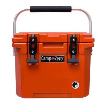 CAMP-ZERO 10 Liter 10.6 Quart Lidded Cooler with 2 Molded In Cup Holders, Folding Aluminum Handle Grip, and Locking System, Burnt Orange