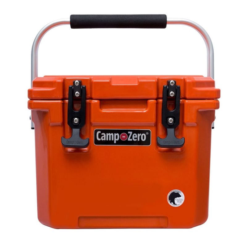 CAMP-ZERO 10 Liter 10.6 Quart Lidded Cooler with 2 Molded In Cup Holders, Folding Aluminum Handle Grip, and Locking System, Burnt Orange, 1 of 7