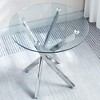 Okak Contemporary Round Coffee Table Clear Dining Tempered Glass Table with Gold Finish Stainless Steel Legs for Living Room/Office, Space-Saving - 2 of 4