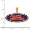 Black Bow Jewelry 14k Yellow Gold Plated Sterling Silver Mississippi Rebels NCAA Medium Pendant - 2 of 3