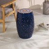 CAVINAS Flower Patten Ceramic Tile Outdoor Patio End Table,Waterproof Small Side Table for Patio,Garden,Balcony - 2 of 4