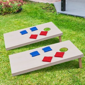 Aghana Digitals Compact 4×2" Wooden Cornhole Set: Portable Outdoor Game with 2 Boards, 8 Toss Bags - 1 of 3
