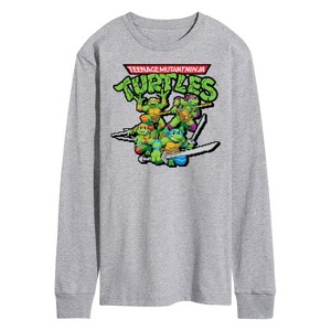 Men's - Teenage Mutant Ninja Turtles - Gaming Group And Logo Long Sleeve Graphic T-Shirt - 1 of 4