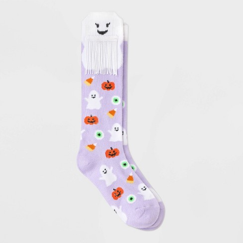 Kids' Halloween Ghost Knee High Socks - Cat & Jack™ Lavender Purple L ...