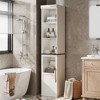 Narrow Bathroom Cabinet, 70" H Tall Slim Storage Cabinet with Glass Door and Open Shelves - 3 of 4