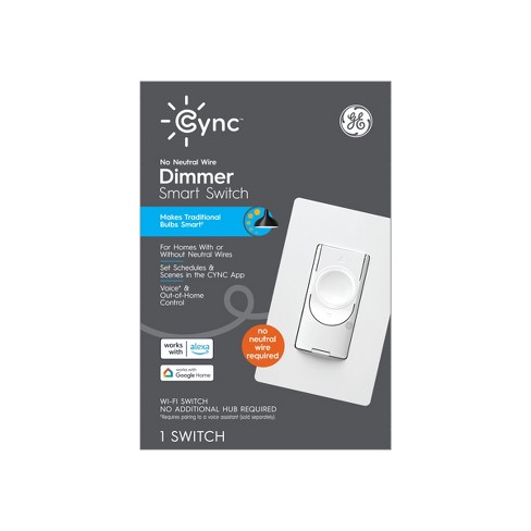 Ge Cync Smart Dimmer Light Switch, No Neutral Wire Required: Ge 