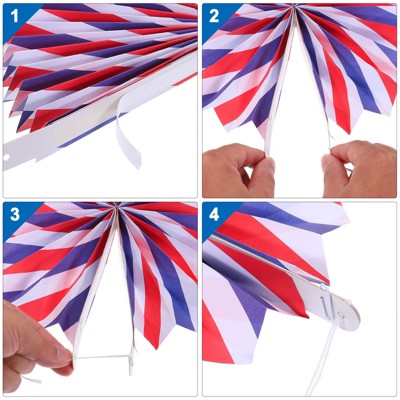 Red and White Paper Fan Party Decoration Set, 12 Pieces
