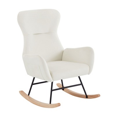 NicBex Velvet Glider Rocking Chair,Upholstered Nursery Rocking Chairs with High Backrest,Modern Rocking Chair,Nursing Chair for Bedroom