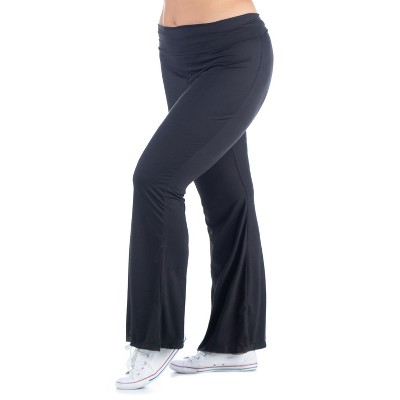 Black Bell Bottom Foldover Waist Sweatpants-Black-M