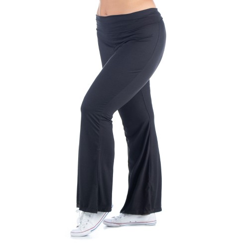 24seven Comfort Apparel Black Bell Bottom Foldover Waist Plus Size  Sweatpants : Target