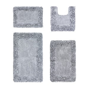 Shaggy Border Collection 4-Piece Bath Rug Set 100% Cotton Tufted Weave Ruffle Border Pattern Bathroom Rug for Machine Washable Bathmat - 1 of 4