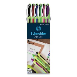 Schneider Xpress Fineliner Pen, Stick, Fine 0.8 mm, Assorted Ink and Barrel Colors, 6/Pack - 1 of 4