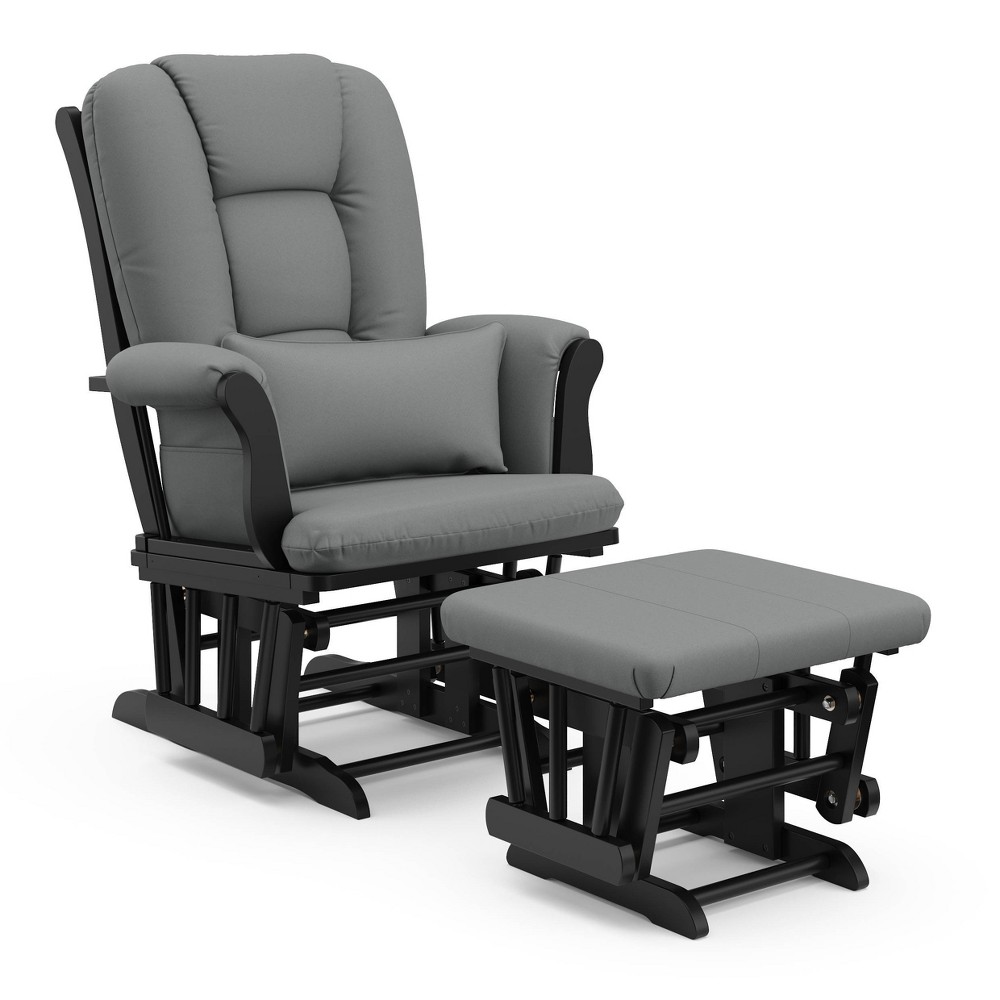 Storkcraft Tuscany Glider Nursery Rocking Chair and Ottoman - Black/Gray