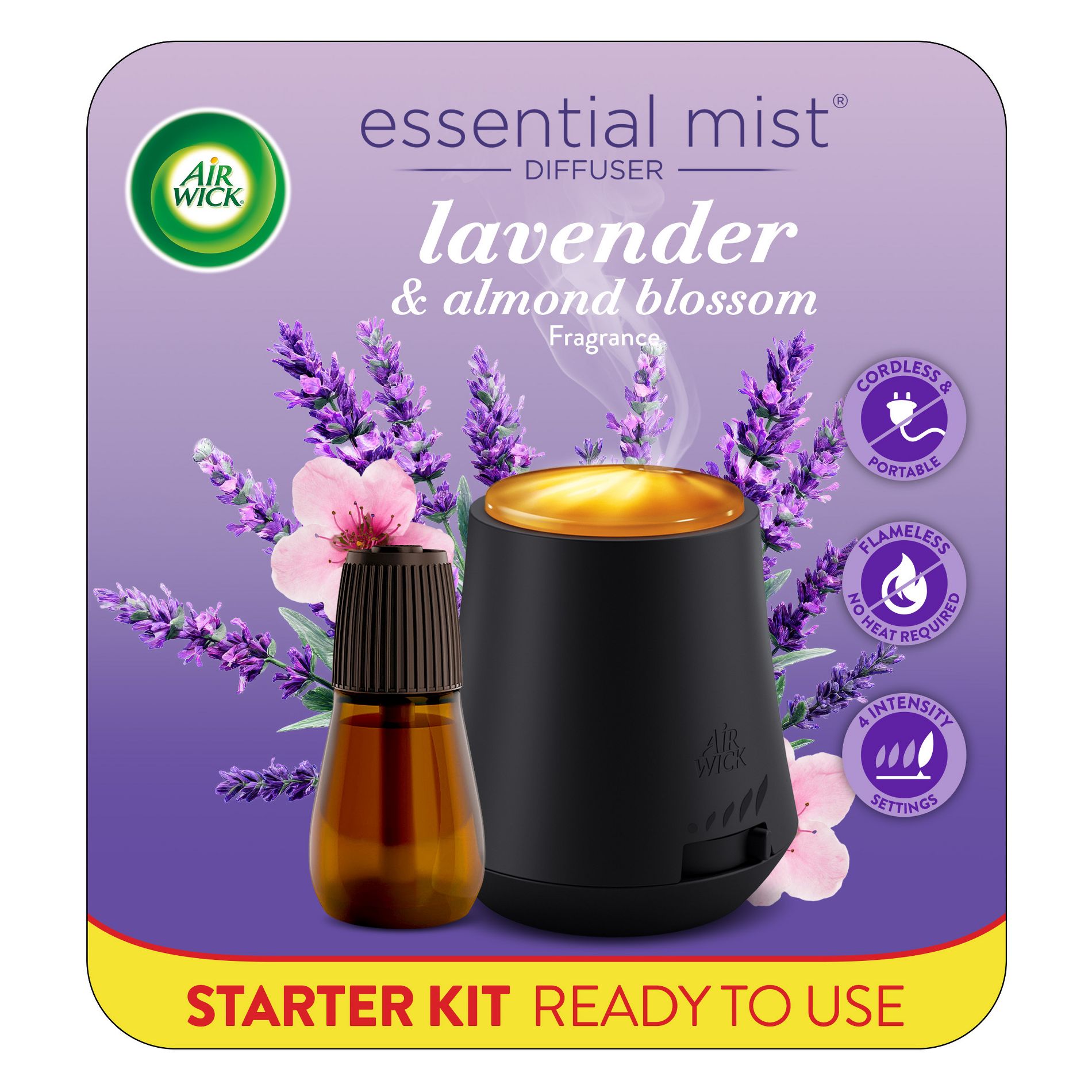 Air Wick Essential Mist Lavender & Almond Blossom Air Freshener - 0.67oz: Aromatherapy Diffuser, Electric, Battery Powered, 8-Hour Run Time