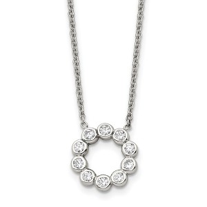 Chisel Stainless Steel Polished with Cubic Zirconia Pendant on a 17.25" Cable Chain Necklace - 1 of 4