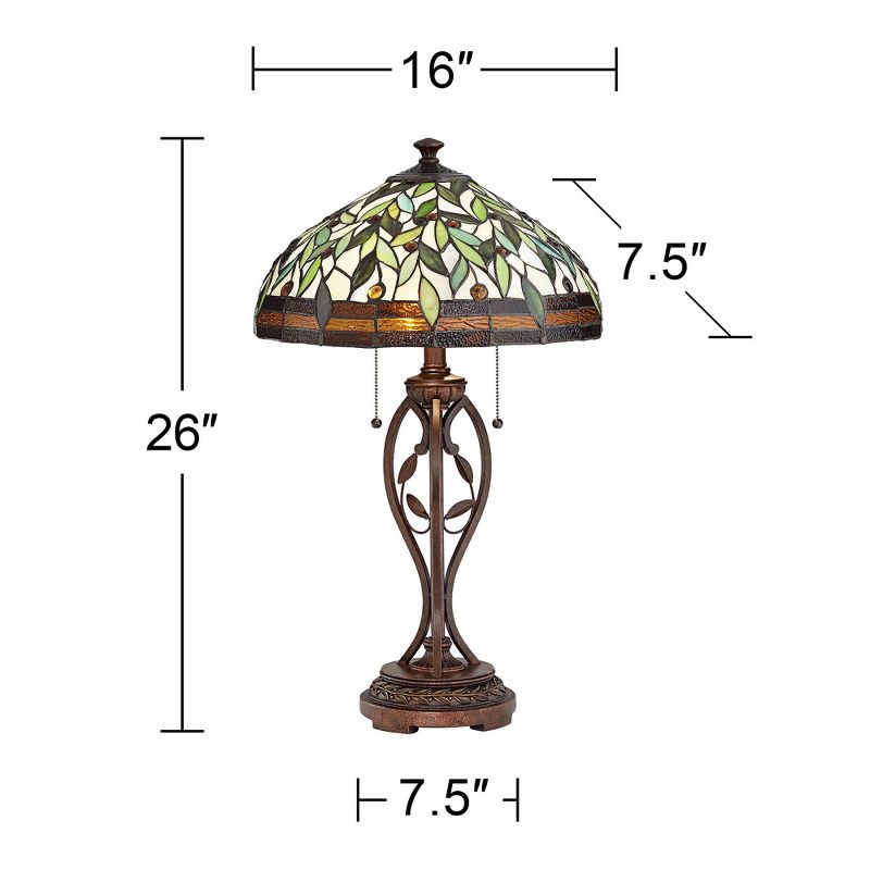 Robert Louis Tiffany Traditional Table Lamp 26" High Bronze Leaf and Vine Glass Shade for Living Room Family Bedroom Bedside Nightstand, 5 of 11