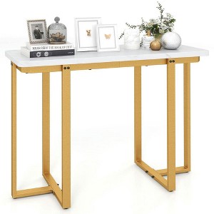 Resenkos 42-Inch Modern Faux Marble Entryway Table - Geometric Metal Frame, Elegant Focal Point for Entryways & Living Spaces, White - 1 of 4