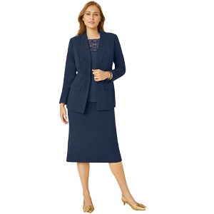 Jessica London Women's Plus Size 2-Piece Stretch Crepe Single-Breasted Skirt Suit - 1 of 4