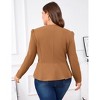 Women's Plus Size Blazer Scallop Neck Puff Sleeve Peplum Waist Long Sleeve Suit Jacket - 4 of 4