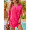 Women's Tie Side drawstring Long Sleeve V Neck Shirt Pullover - 4 of 4