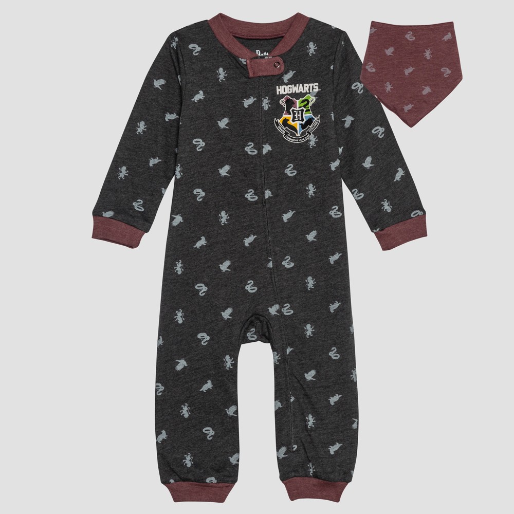 Baby Harry Potter 2pc Long Sleeve Romper and Bib Set - Gray 12M was $14.99 now $8.99 (40.0% off)