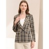 INSPIRE CHIC Women's Notched Lapel One Button Boyfriend Plaid Suit Blazer - 3 of 4